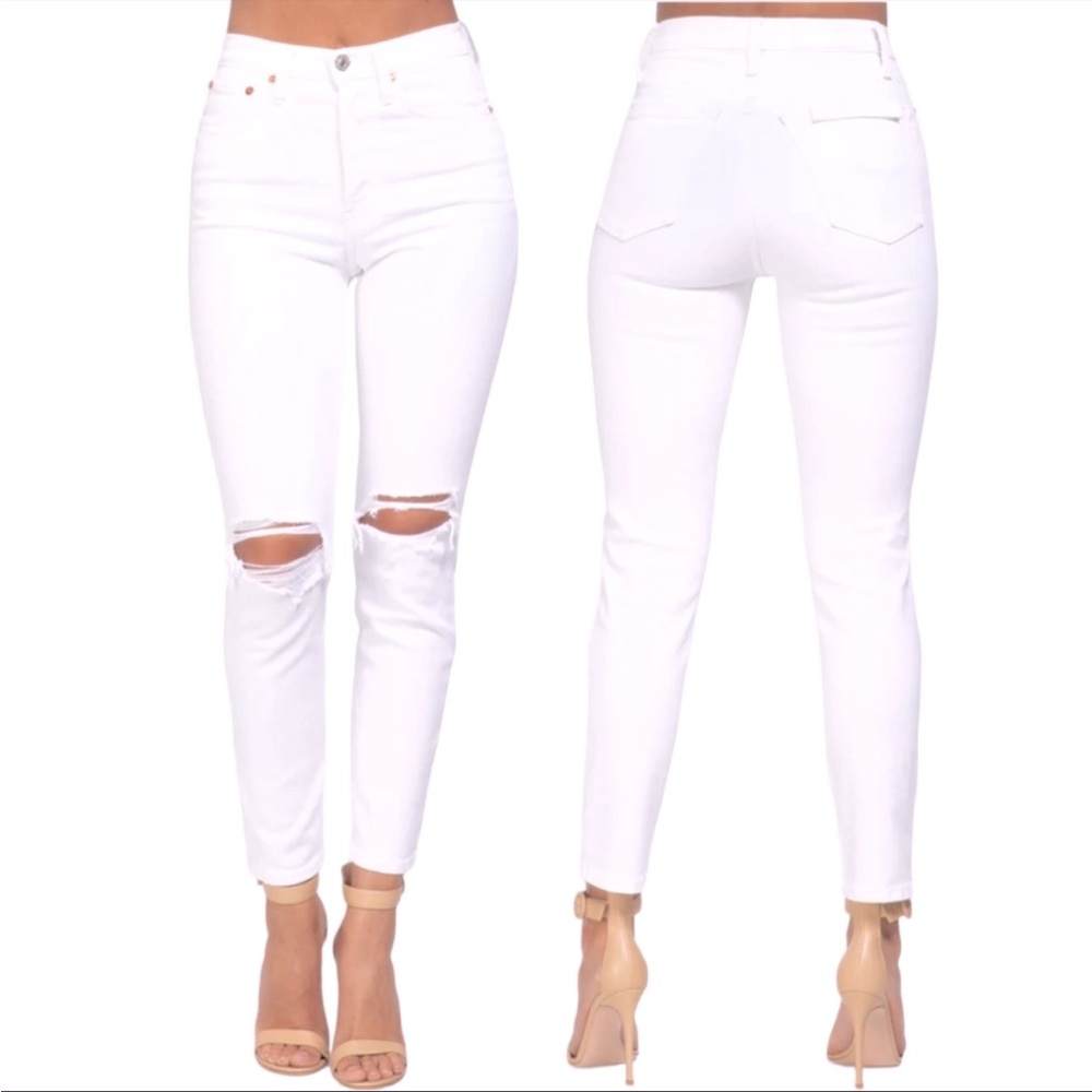 Re/Done 90s High Rise Ankle Crop in White Destroyed Size 29